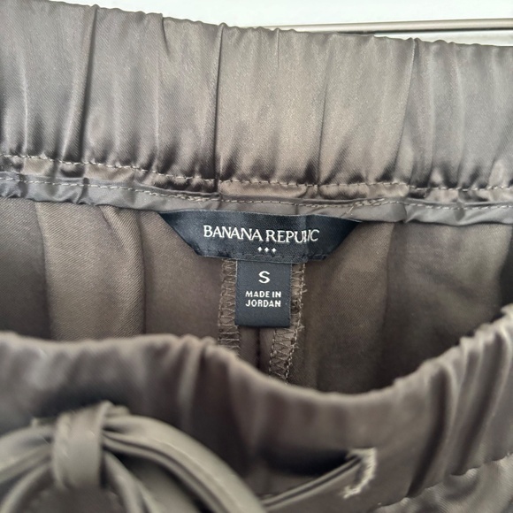 Olive Green Satin Joggers - Picture 3 of 3